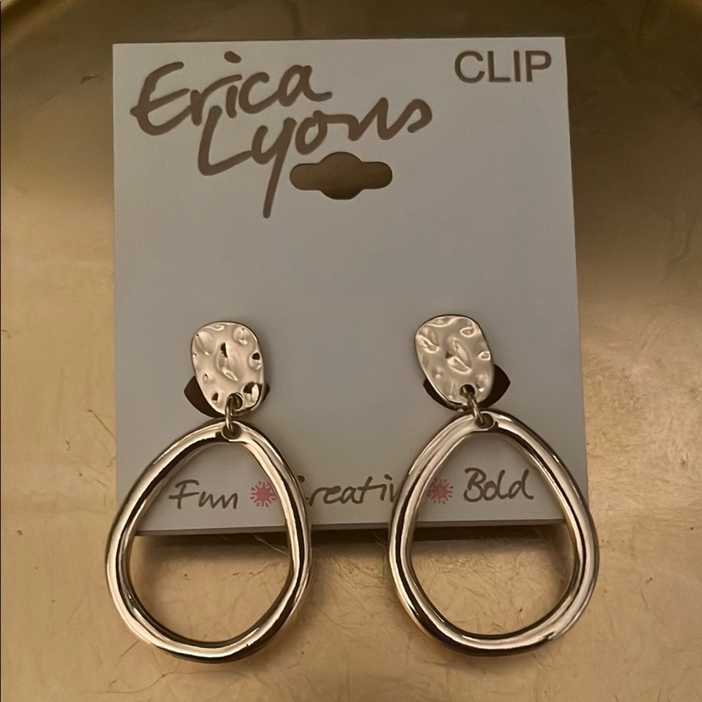 R47 Erica Lyons Textured Silver Clip Earrings